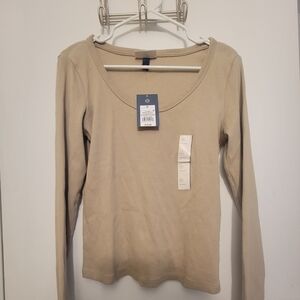 Target Women's Beige Long Sleeve Top Size Medium NWT